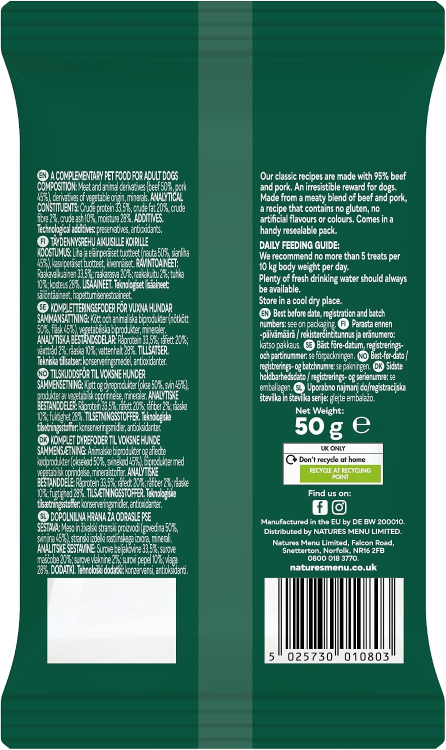 Natures Menu Dog Treat Beef & Pork 50g